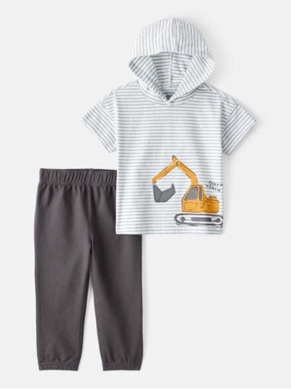Carters Boy 2-Piece Construction Hooded Tee & Jogger Set Grey 4T NWT